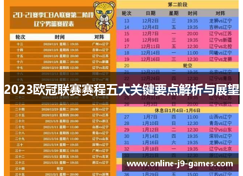 2023欧冠联赛赛程五大关键要点解析与展望